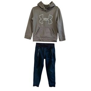 Under Armour Kids Hoodie and Joggers Set - Gray and Blue Size 4